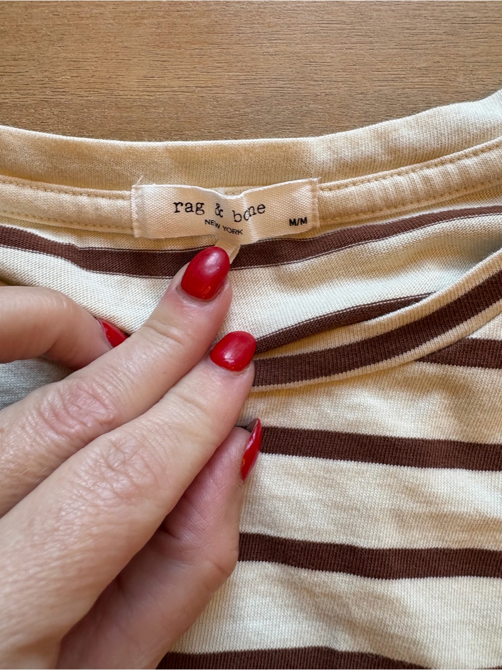 rag & bone Cream and Brown Striped Short Sleeve Tee - Picture 3 of 3